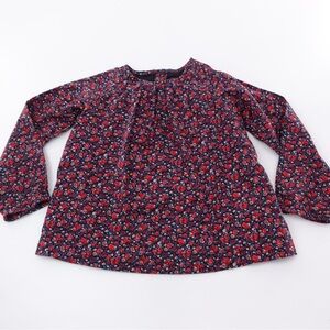 Baby Gap Pleated Neck Top Black w/ Allover Floral Print Lined Sz 4 Bohemian